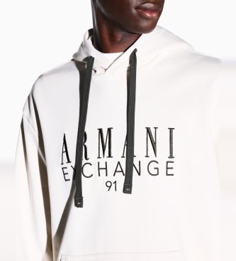 A|X Armani Exchange White French terry hoodie