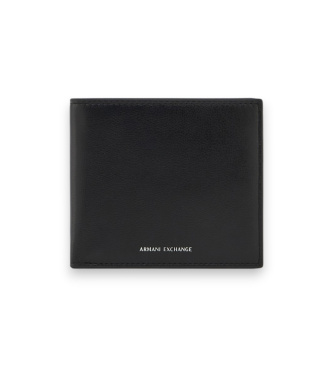 A|X Armani Exchange Portafoglio in pelle liscia con tasche e portamonete con patta nero