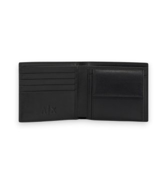 A|X Armani Exchange Portafoglio in pelle liscia con tasche e portamonete con patta nero