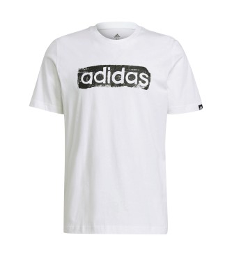 adidas T-shirt bianca con grafica a scatola con logo pennellata