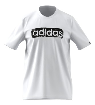 adidas Pincelada Logotipo Caixa Gráfica T-Shirt branca