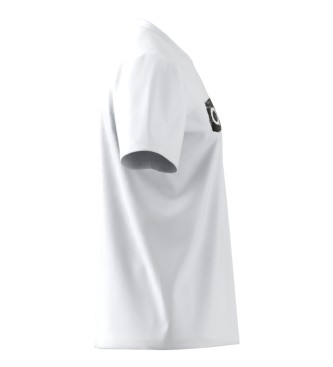 adidas T-shirt bianca con grafica a scatola con logo pennellata