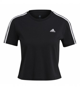adidas T-shirt corta a 3 strisce Essentials nera