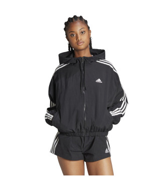 adidas Essentials Gewebtes 3-Streifen-Windbreaker Schwarz