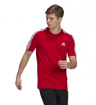 adidas Essentials 3 Stripes T-Shirt rouge