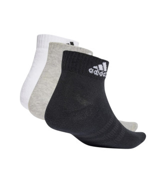 adidas Komplet 3 nogavic za gležnje, črne, sive, bele