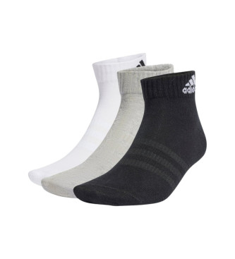 adidas Set de 3 calcetines tobilleros negro, gris, blanco