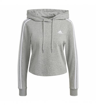 adidas Sweatshirt Essentials 3-Stripes Cropped Hoodie gris