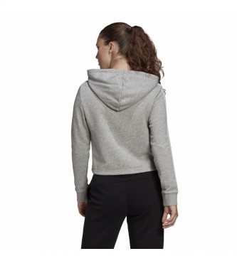 adidas Sweatshirt Essentials 3-Stripes Cropped Hoodie cinza