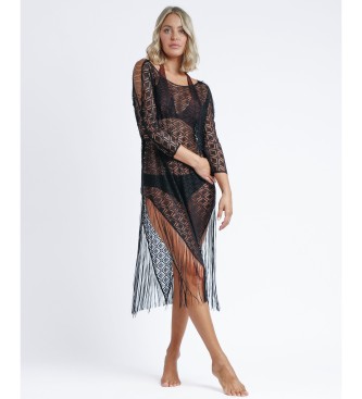 Admas Long Crochet Beach Dress Geometric black