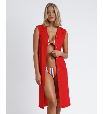 Admas Sukienka plażowa z długim ściągaczem czerwona