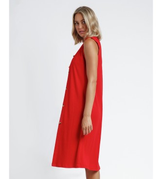 Admas Long Rib Beach Dress red