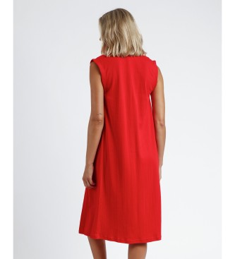 Admas Long Rib Beach Dress red
