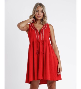 Admas Biała czerwona sukienka Paisley
