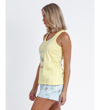 Admas Beeutiful Mouwloze Pyjama geel