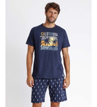 Admas Pijama de manga curta da marinha da Califrnia