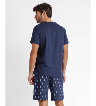 Admas California marine pyjama met korte mouwen