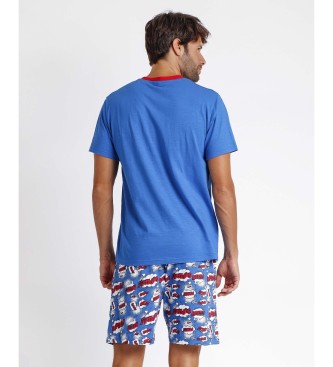 Admas DIVER Super očetovska pižama s kratkimi rokavi modra