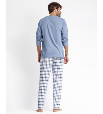 Admas Pyjama Langarm Plan blau