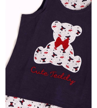 Admas Cute Teddy navy sleeveless pyjamas