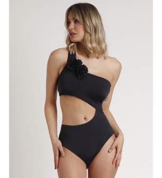 Admas Asymetryczny kostium kąpielowy w stylu plażowym czarny
