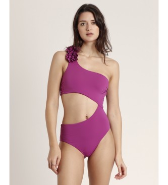 Admas Asymetryczny kostium kąpielowy Beach Style liliowy