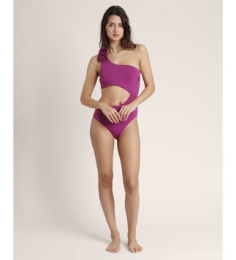 Admas Asymetryczny kostium kąpielowy Beach Style liliowy