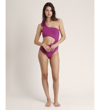 Admas Maillot de bain asymtrique Beach Style lilas