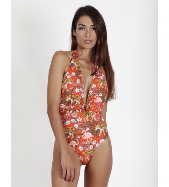 Admas Maillot de bain  bonnets orange Jungle Fever