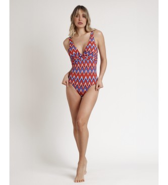 Admas Ethnic Waves Draped Swimsuit multicoloured