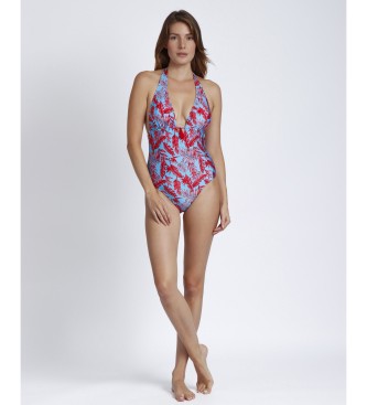 Admas Halter Swimsuit Blue and Red Hawaii blue