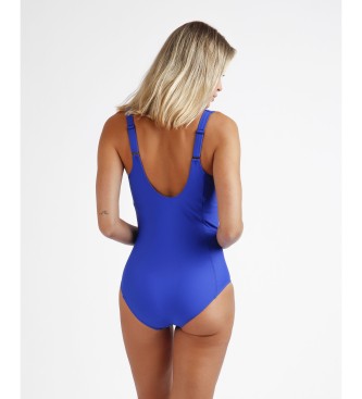 Admas Curvy blau gestreifter Badeanzug mit Slip