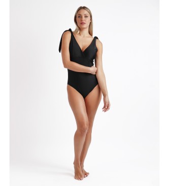 Admas Curvy black tie-up swimming costume with ties