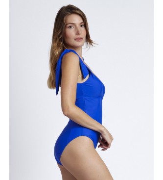 Admas Curvy blue tie-up swimming costume with bows