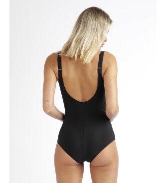 Admas Maillot de bain rduit pliss Curvy noir