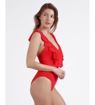 Admas Summer Frill Ruffle Swimsuit red