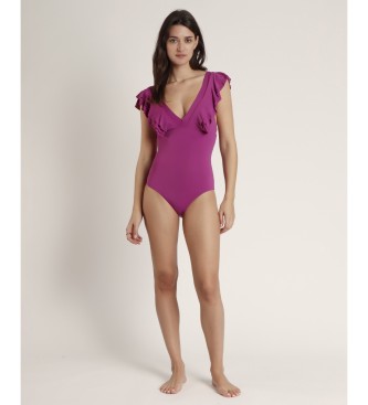 Admas Letni kostium kąpielowy Frilla Ruffle fioletowy