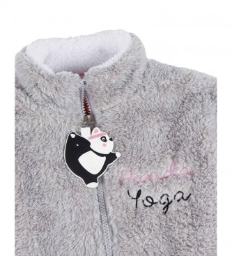 Admas Accappatoio da yoga Panda grigio