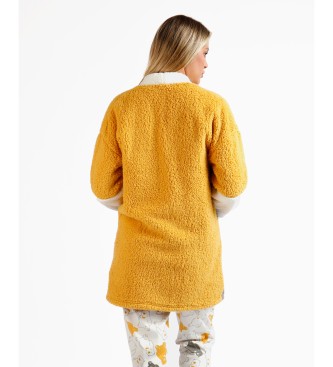 Admas Warm Hugs Yellow Long Sleeve Patches Warm Hugs Long Sleeve Patched Coat