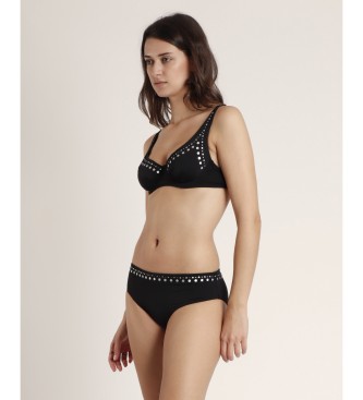 Admas Bikini a cerchio con pietre nere metallizzate