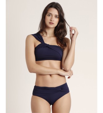 Admas Bikini asimmetrico drappeggiato da crociera blu scuro