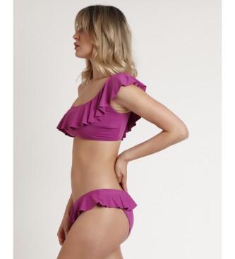 Admas Asymetryczne bikini z falbanką liliowy