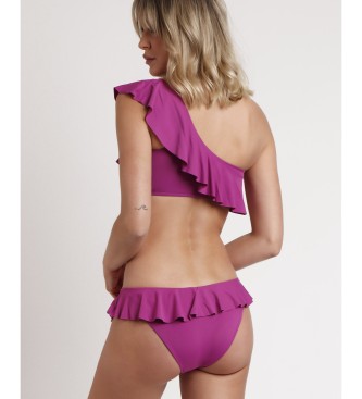 Admas Asymetryczne bikini z falbanką liliowy