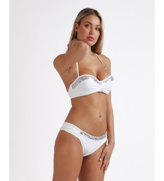 Admas Bikini a fascia con paillettes bianche