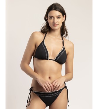 Admas Czarny stanik bikini z haftem plażowym