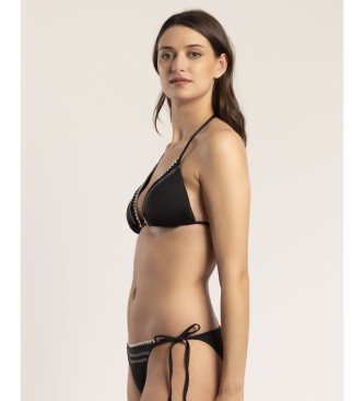 Admas Czarny stanik bikini z haftem plażowym