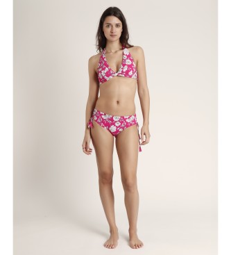 Admas Bikini rosa con fiori da spiaggia con halter