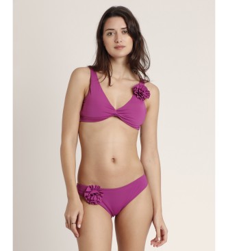 Admas Bikini z drapowanym dekoltem w stylu plażowym liliowy
