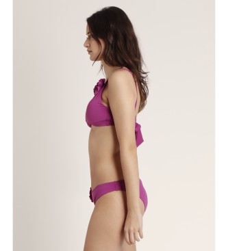 Admas Bikini z drapowanym dekoltem w stylu plażowym liliowy