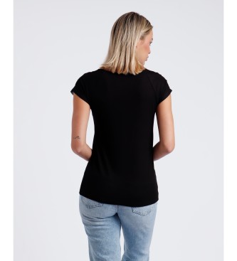 Admas Korte mouwen glanzend T-shirt zwart